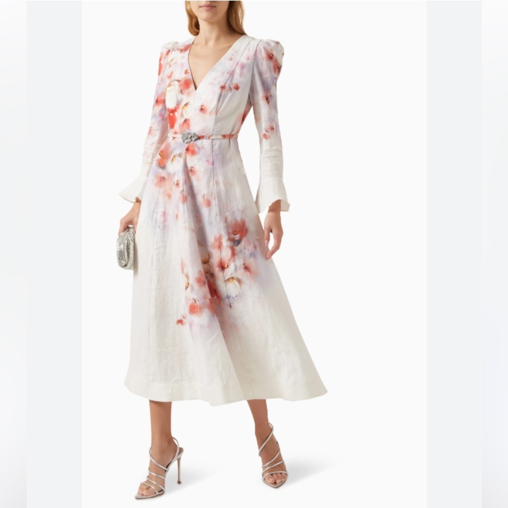 Zimmermann White and Pink Floral Long Sleeve Dress size AU 3 -US 10 - Picture 13 of 16